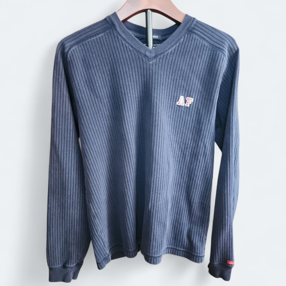 ABERCROMBIE &‎ FITCH | Dark Navy Blue Ribbed Cotton Long-Sleeved Muscle Top | L
